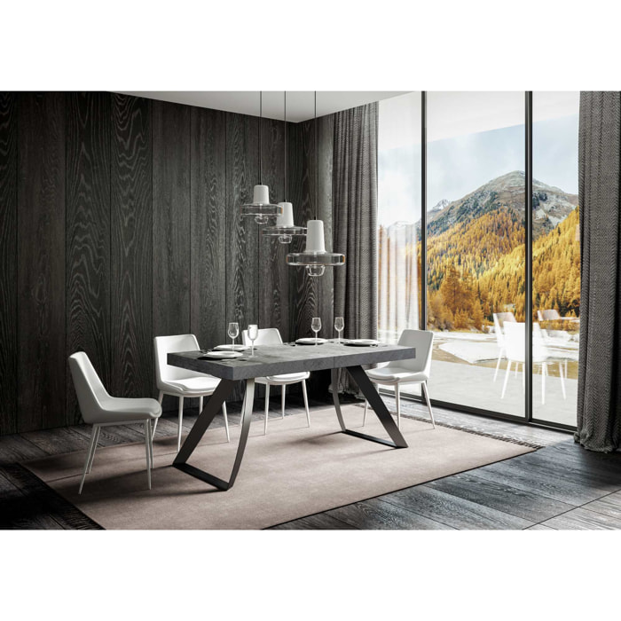 Tavolo allungabile 90x200/460 cm Proxy cemento telaio Antracite