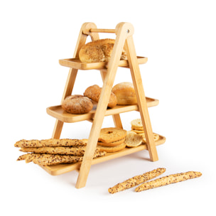 Alzata Apribile con 3 Vassoi Excelsa- Eco Living, Bambù Legno Naturale