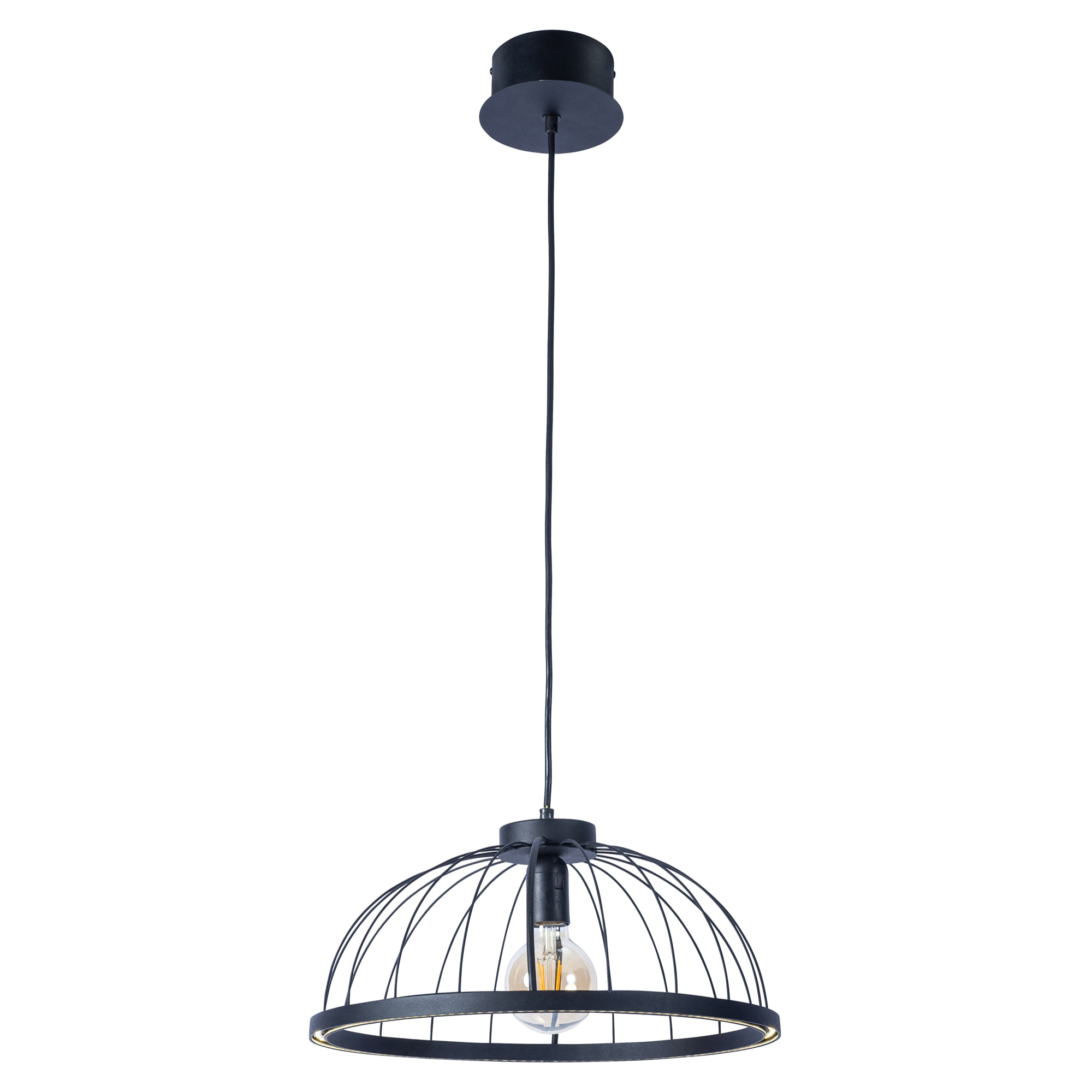 FORLIGHT Colgante Cercle LED E27 39W Blanco Neutro - 4000K Negro para Interior de Techo en Comedor, Salón, Cocina