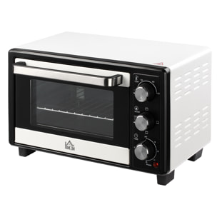 Horno Sobremesa Eléctrico 16L 1400W con 3 Modos de Calor Temperatura hasta 230 „ƒ Temporizador 60 Minutos Bandeja de Horneado y Rejilla 44x32x28,1 cm Blanco y Negro