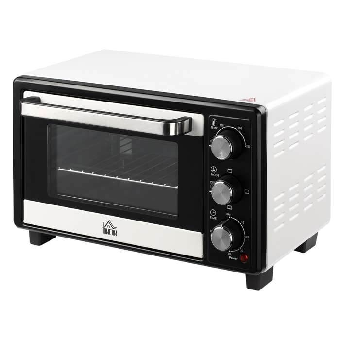 Horno Sobremesa Eléctrico 16L 1400W con 3 Modos de Calor Temperatura hasta 230 „ƒ Temporizador 60 Minutos Bandeja de Horneado y Rejilla 44x32x28,1 cm Blanco y Negro
