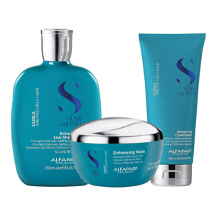 ALFAPARF MILANO Kit Semi Di Lino Curls Enhacing Shampoo 250ml + Mask 200ml + Conditioner 200ml