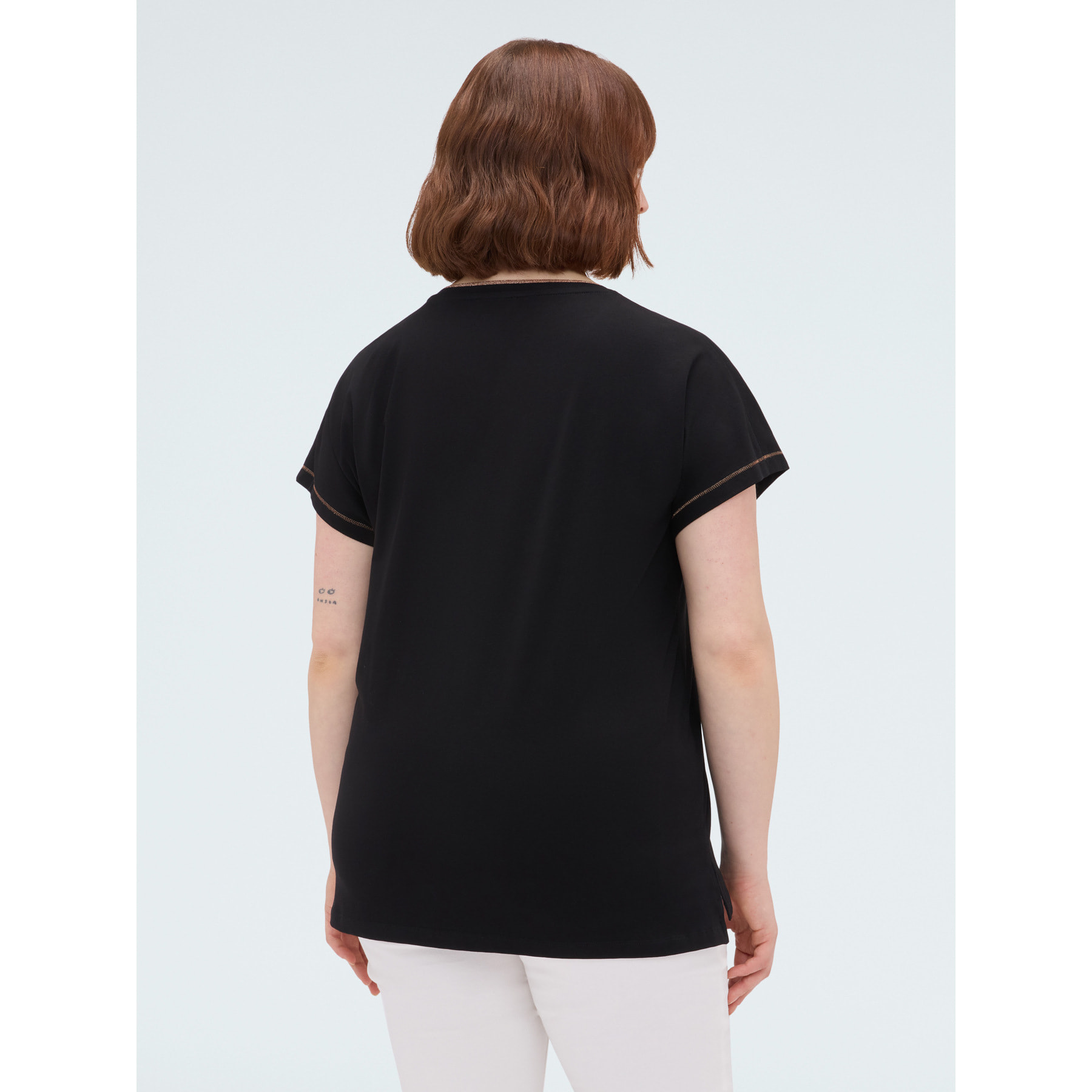 Fiorella Rubino - Camiseta de algodón con estampado Soleil - Negro