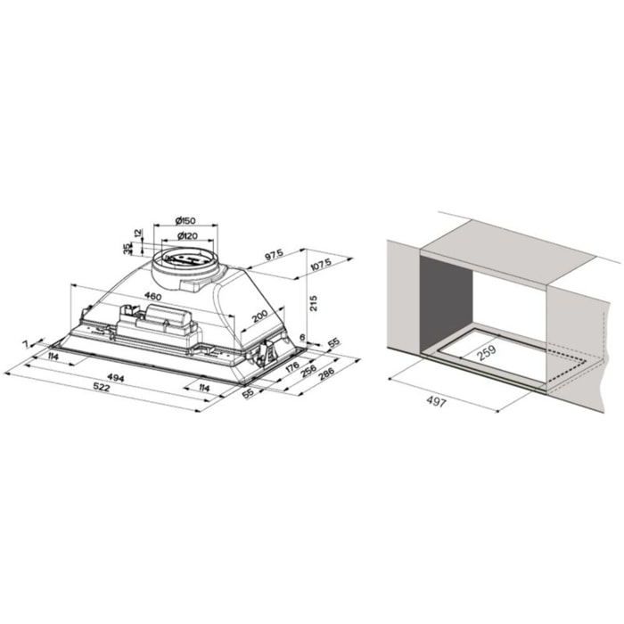 Hotte encastrable AIRLUX AHGB451SI