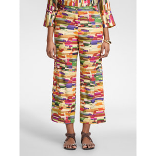 Elena Mirò - Pantalones cropped estampados - Beige