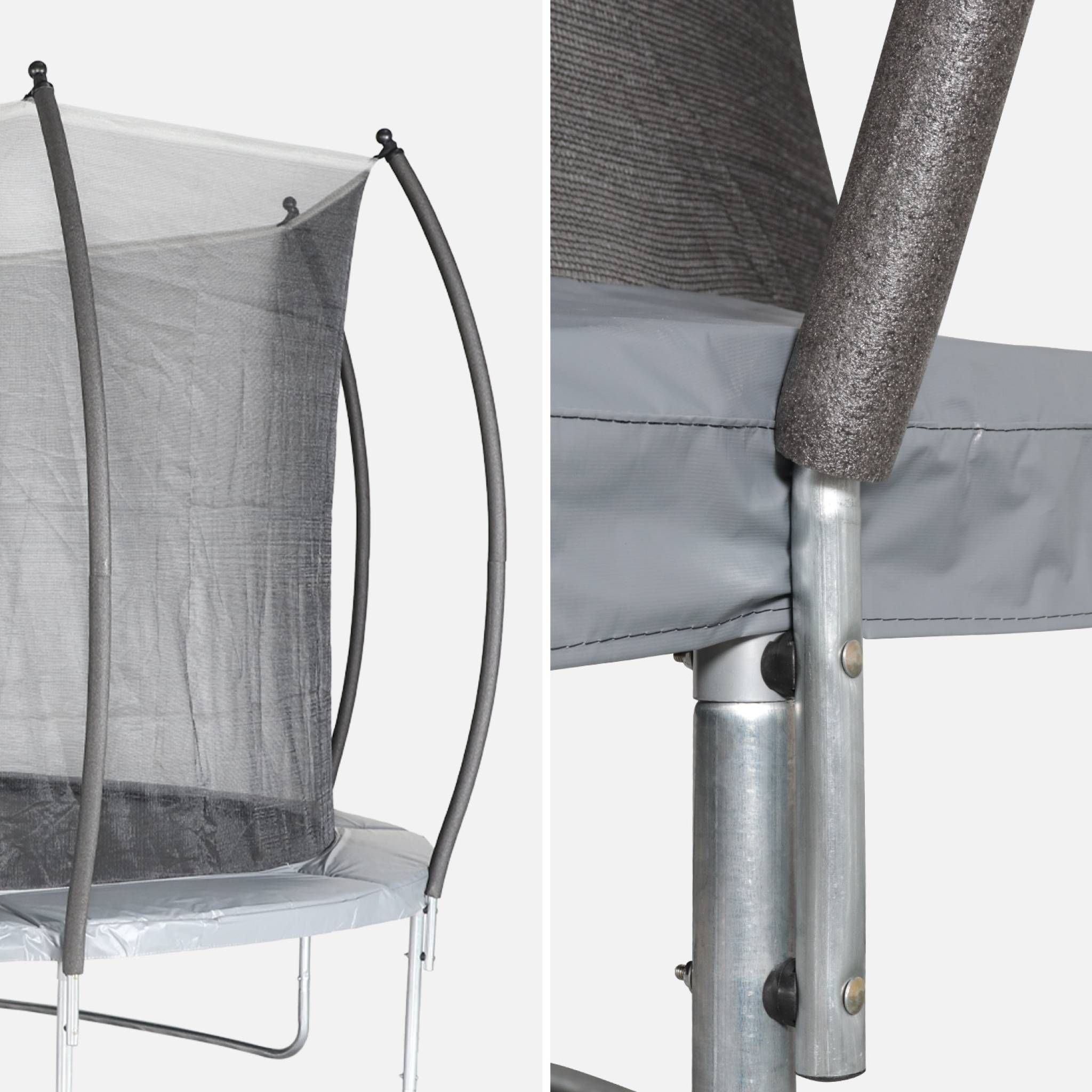 Trampoline rond Ø 370cm gris avec filet de protection intérieur - Saturne Inner – Nouveau modèle - trampoline de jardin 3.7m 370 cm |Design| Qualité PRO. | Normes EU.