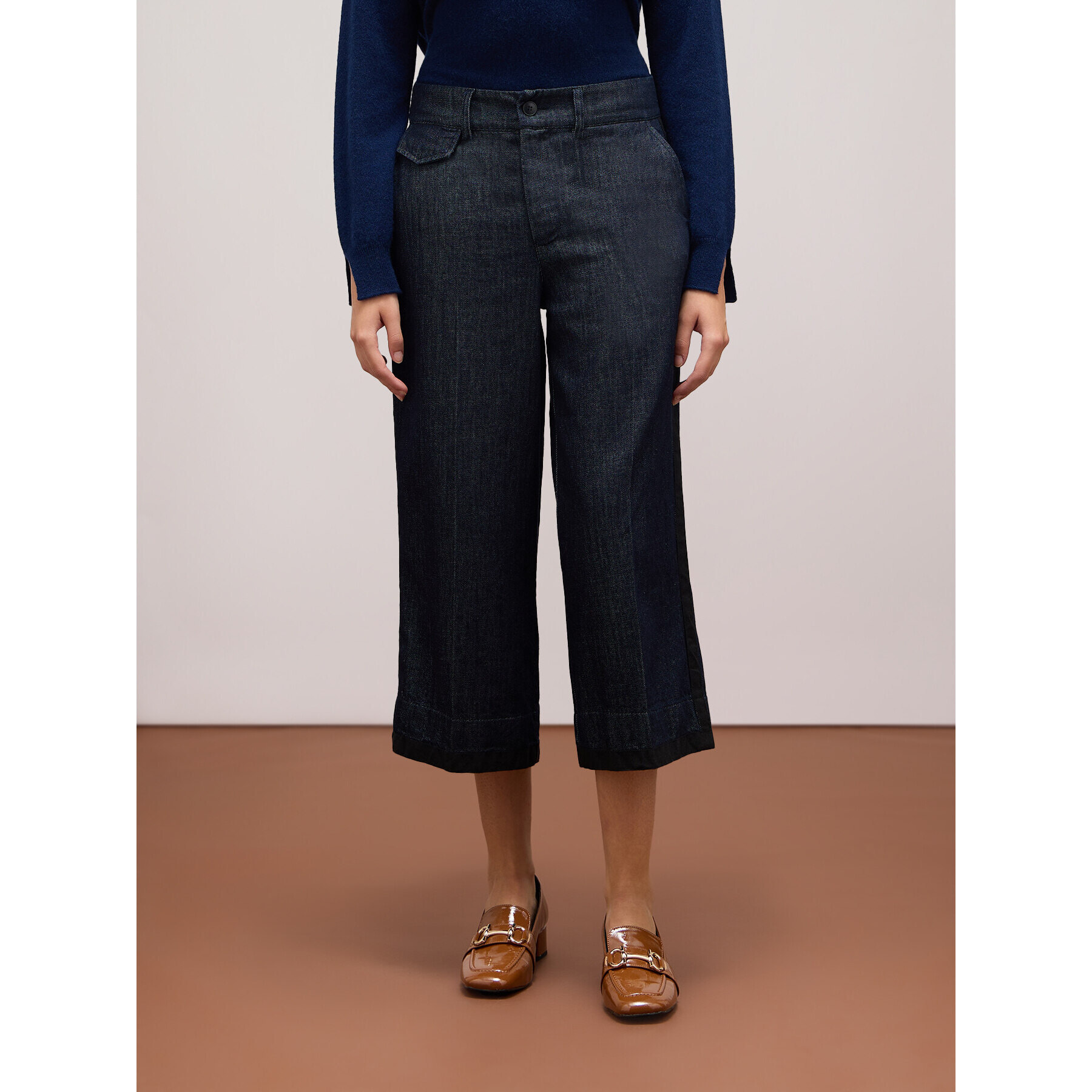 Oltre - Wide leg cropped jeans - Azul