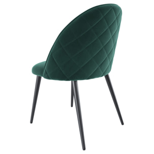 Set di 4 Sedie Imbottite Da Pranzo In Velluto Sedia Gambe In Metallo Nero Schienale Soggiorno Salotto Camera 43 x 47.5 x 80 Cm (Verde Scuro)