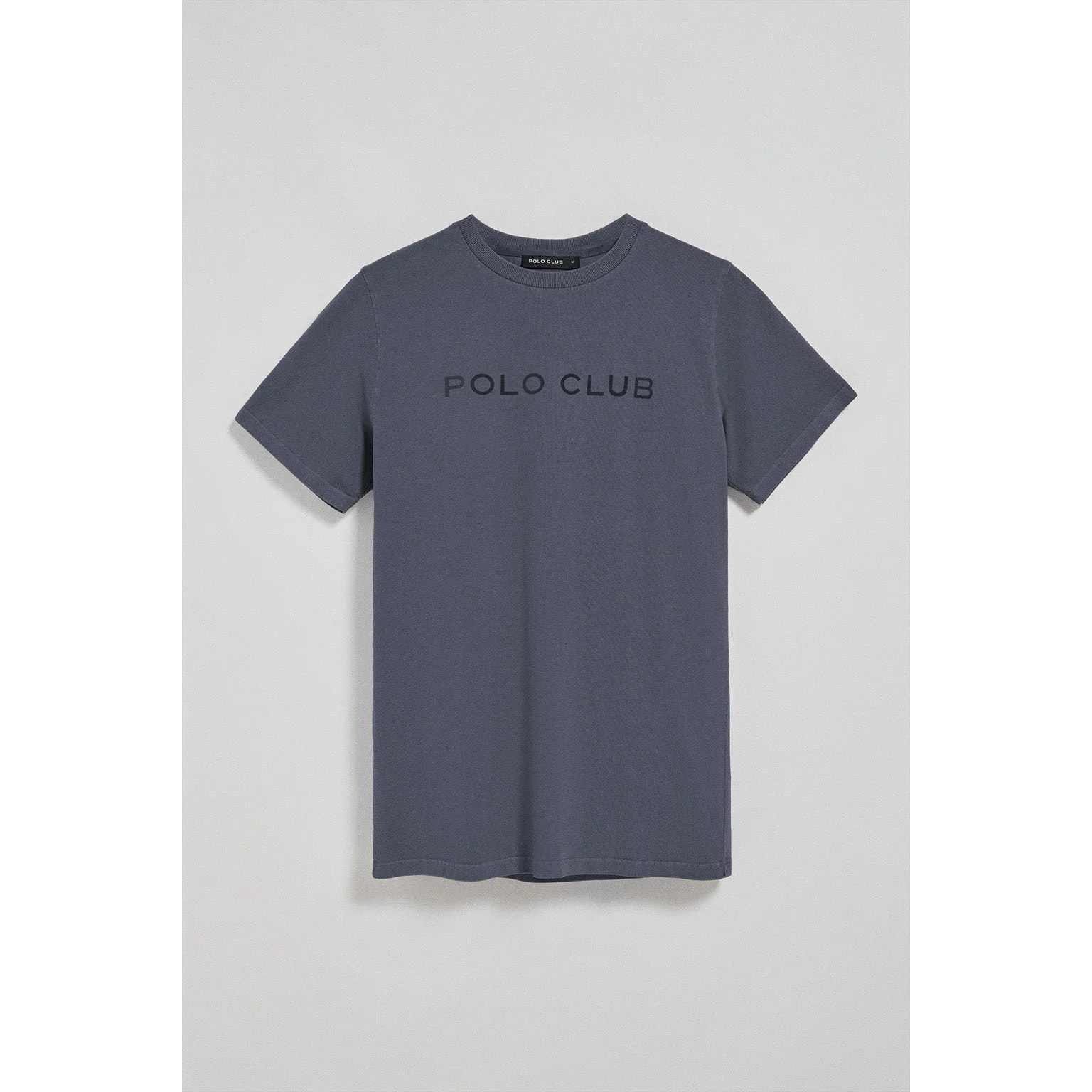 Camiseta Apolo garment dyed azul marino con logo Polo Club aterciopelado