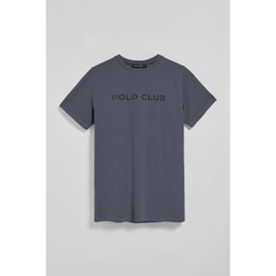 Camiseta Apolo garment dyed azul marino con logo Polo Club aterciopelado