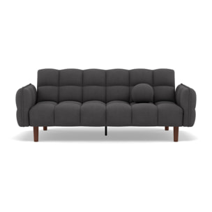 Adam - Canapé convertible clic-clac 2 places bubble en tissu texturé - Gris foncé