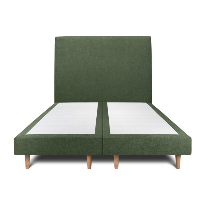 Lit avec tête de lit tapissée tissu et sommier tapissier ep14