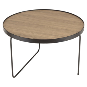 JULIA - Table basse ronde 60x60cm mocha pieds asymétriques métal noir