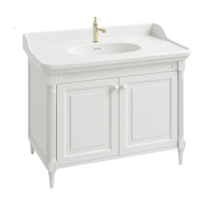 Pack meuble vasque Cléo 1889 blanc velours + mitigeur or