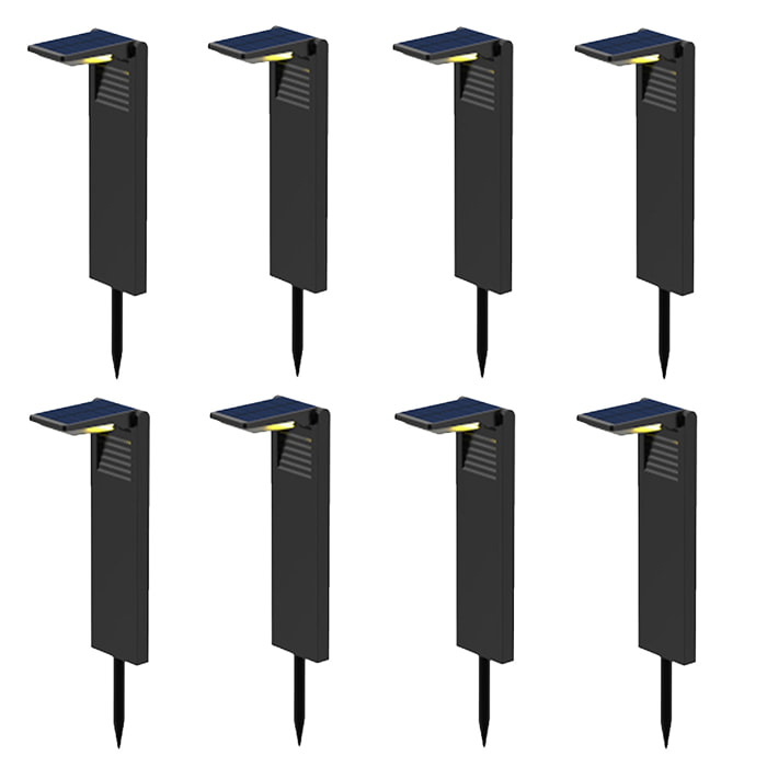 Lot de 8 balises solaires à planter LED blanc froid OSTRY H41cm Lumière Extérieur, Eclairage Solaire pour Jardin Chemin