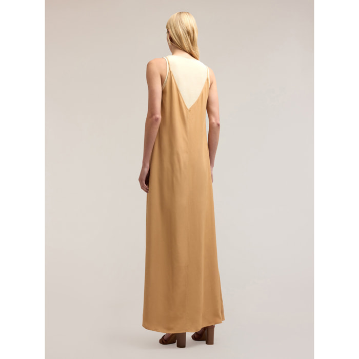 Motivi - Vestido largo doble de viscosa - Beige