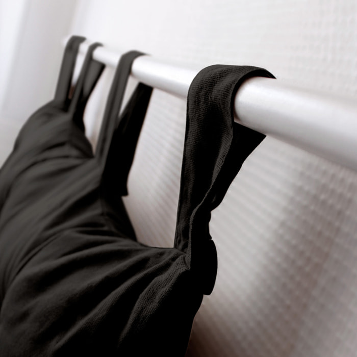 Coussin tête de lit en coton et pattes boutonnées - Noir