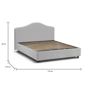 Letto matrimoniale Isotta, Letto contenitore con rivestimento in tessuto, 100% Made in Italy, Apertura frontale, adatto per materasso Cm 160x200, Bianco