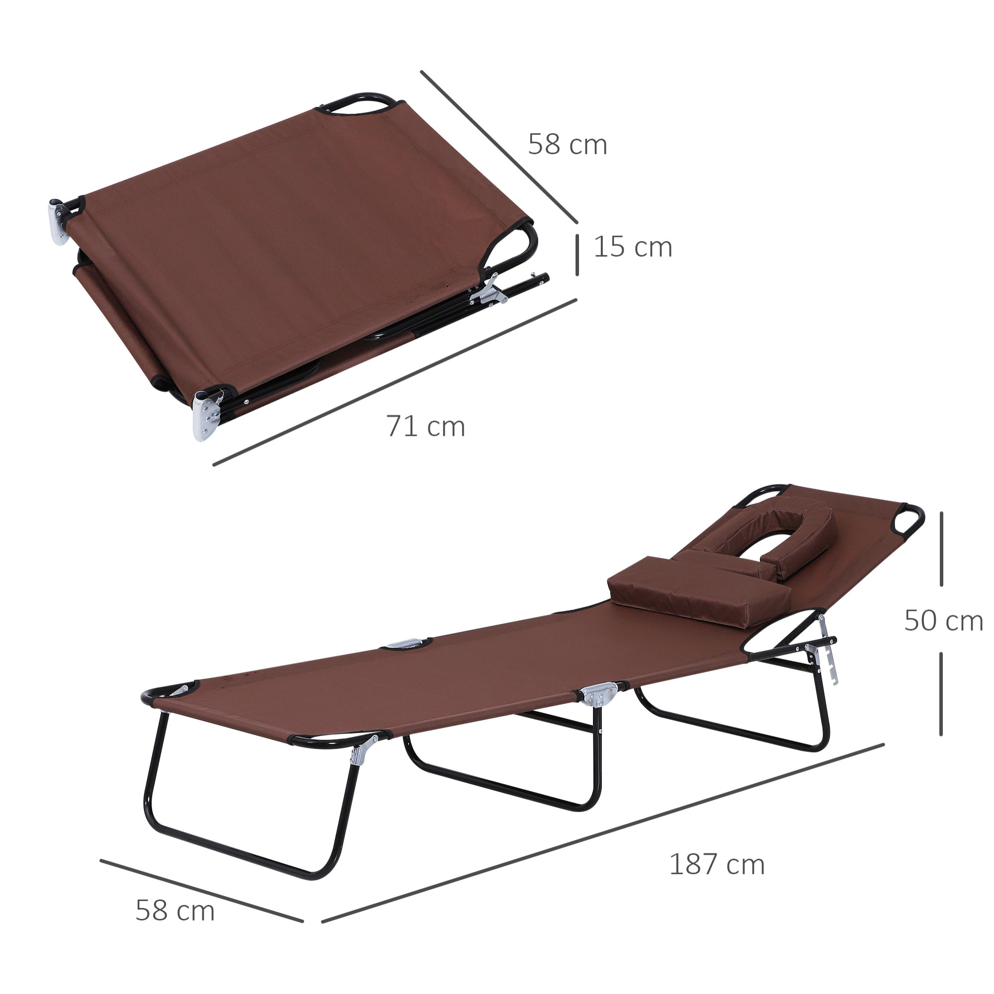 Bain de soleil pliable – Dossier 4 positions – Coussins inclus