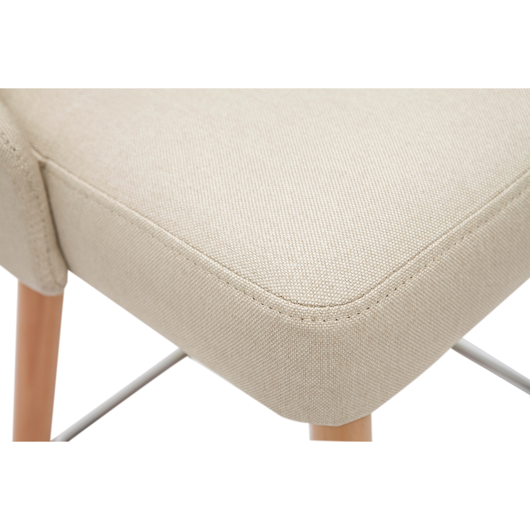 Tabourets de bar scandinaves pivotants 360° en tissu beige et bois hêtre massif H65 cm (lot de 2) HASTA