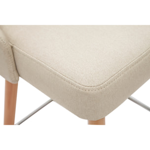 Tabourets de bar scandinaves pivotants 360° en tissu beige et bois hêtre massif H65 cm (lot de 2) HASTA