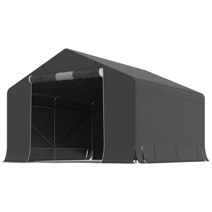 Tente de rangement extérieur - abri de jardin - 3x3x2,1m - métal PE gris