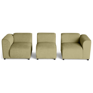 Suaro - Canapé modulable 3 places en tissu texturé - Vert sauge