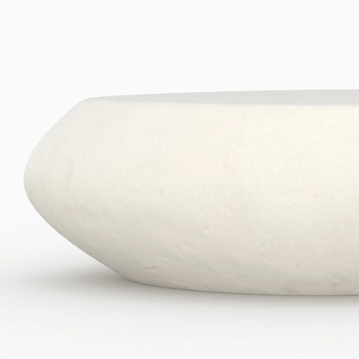 Table basse ovale écrue en fibre d'argile effet béton 105 cm - Maui
