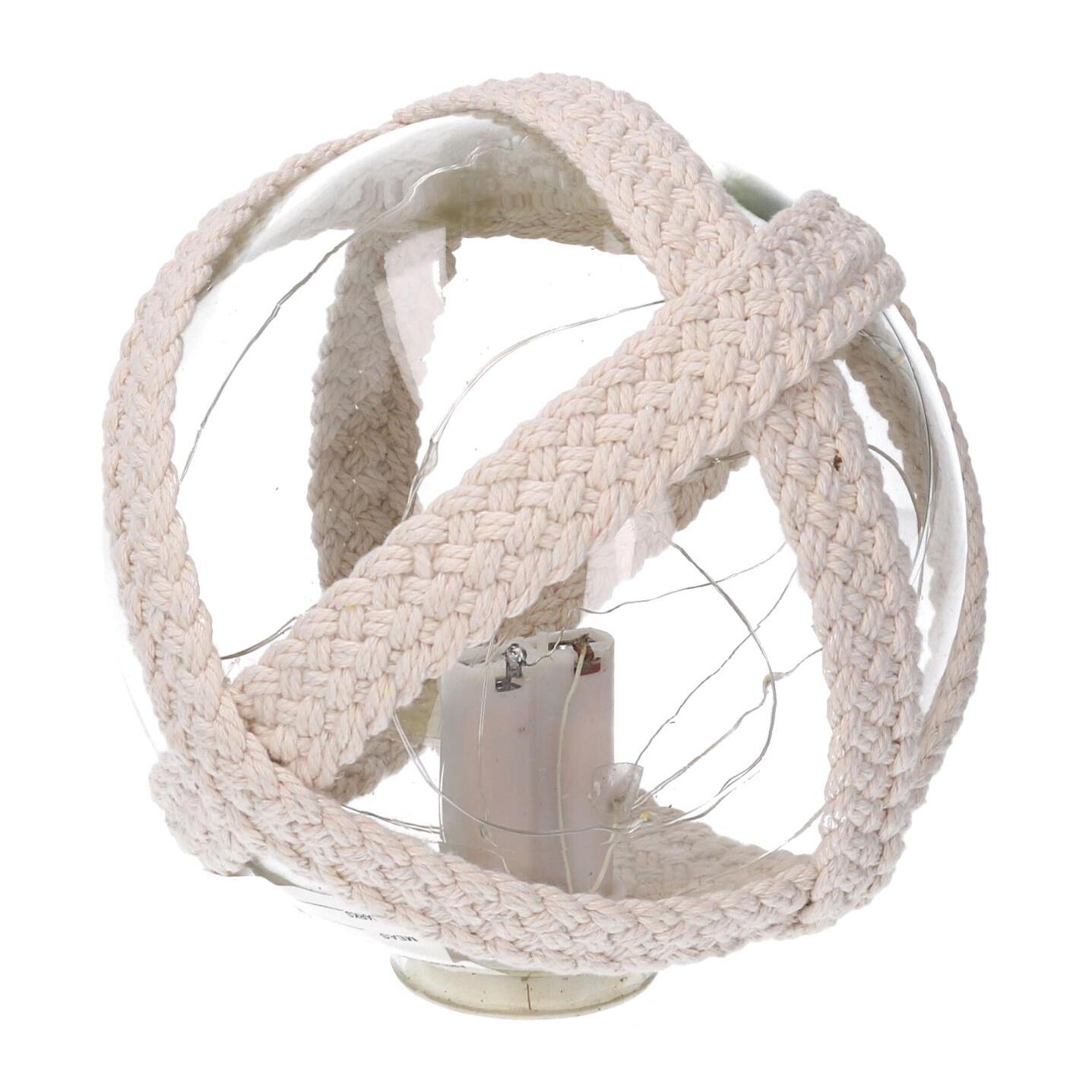 Lampada Palla in vetro mare con led e corda azzurro tondo cmø12,7