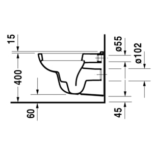 WC suspendu DURAVIT D-code avec abattant frein de chute inox