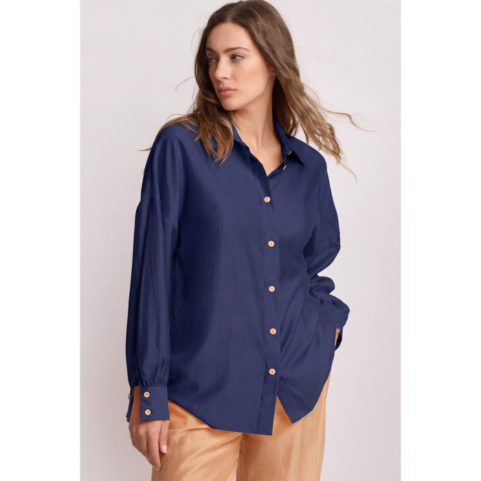Kocca - Camicia elegante stile minimal Donna, Tinta unita, Colletto di camicia