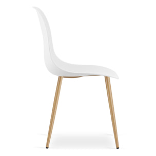 Set di 2 sedie scandinave WAT bianche con gambe effetto legno