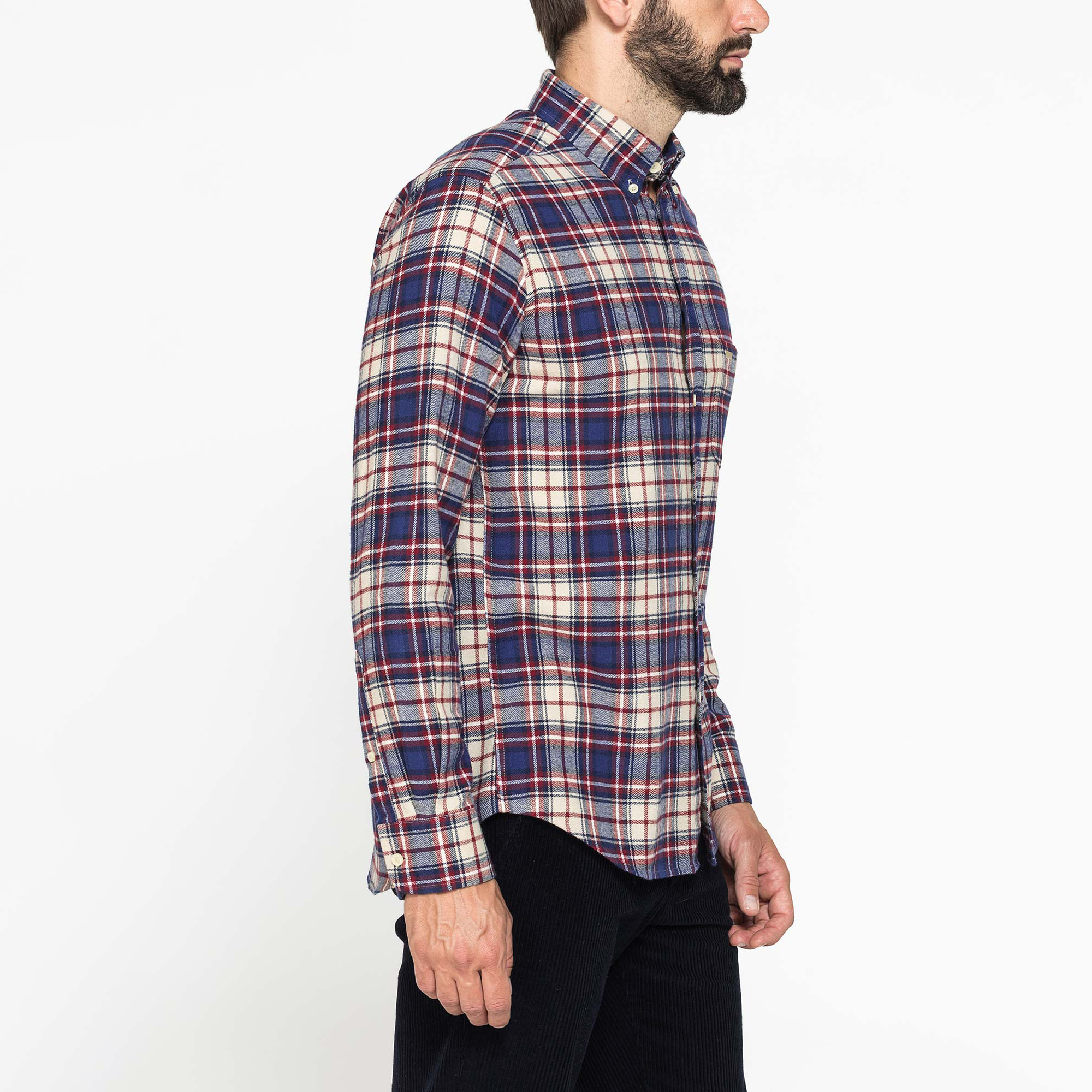 CAMICIA FANTASIA TINTO FILO IN FLANELLA LEGGERA