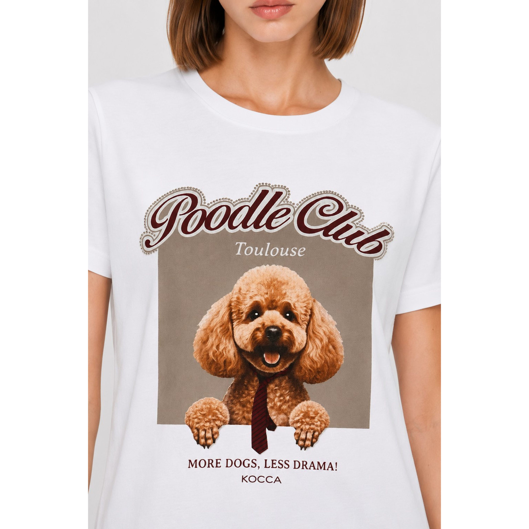 Kocca - T-shirt da donna in cotone con stampa di barboncino Donna