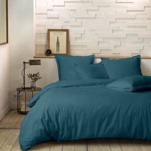 Parure housse de couette 100% gaze de coton unie - vert émeraude
