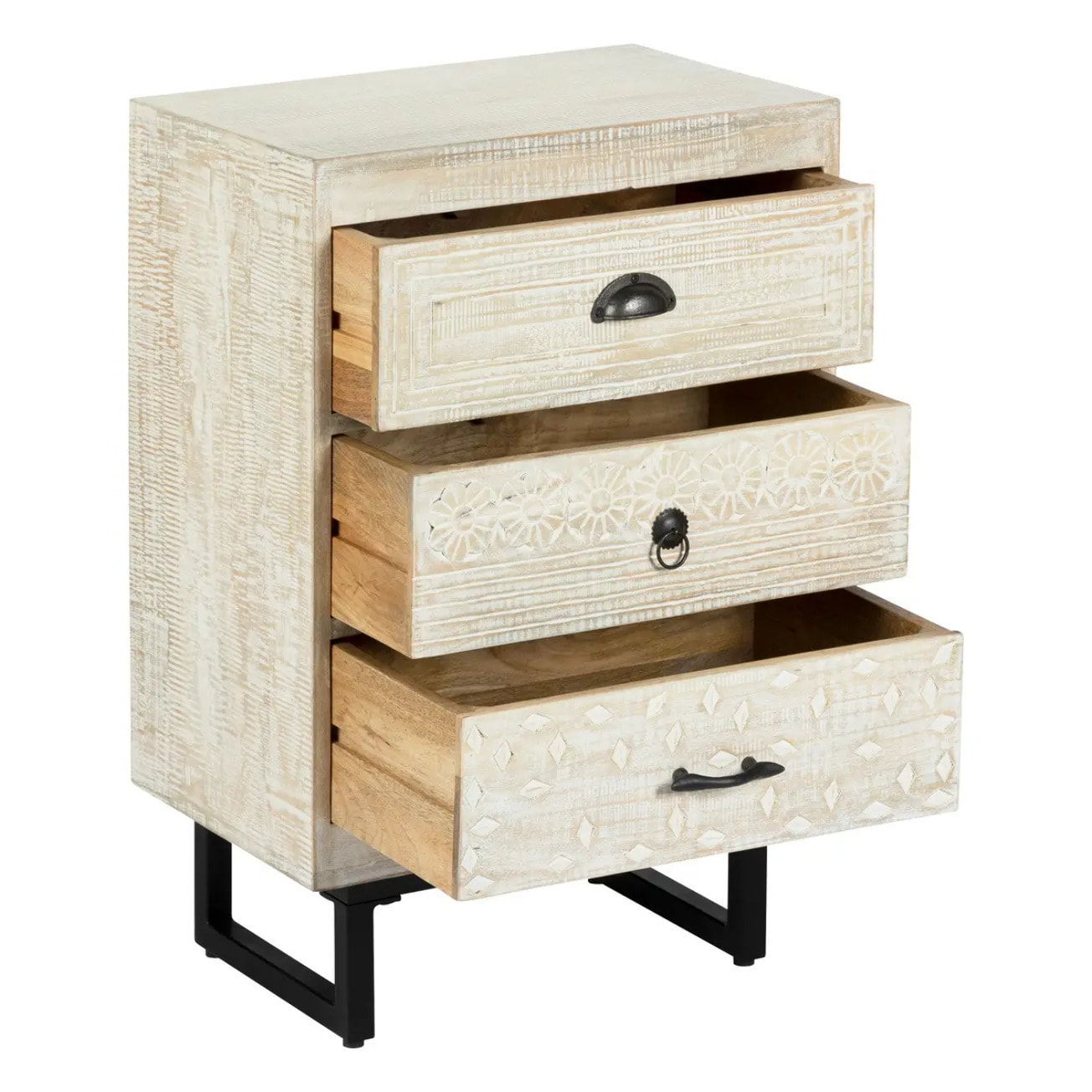 Table de chevet "Ajay" manguier H73cm