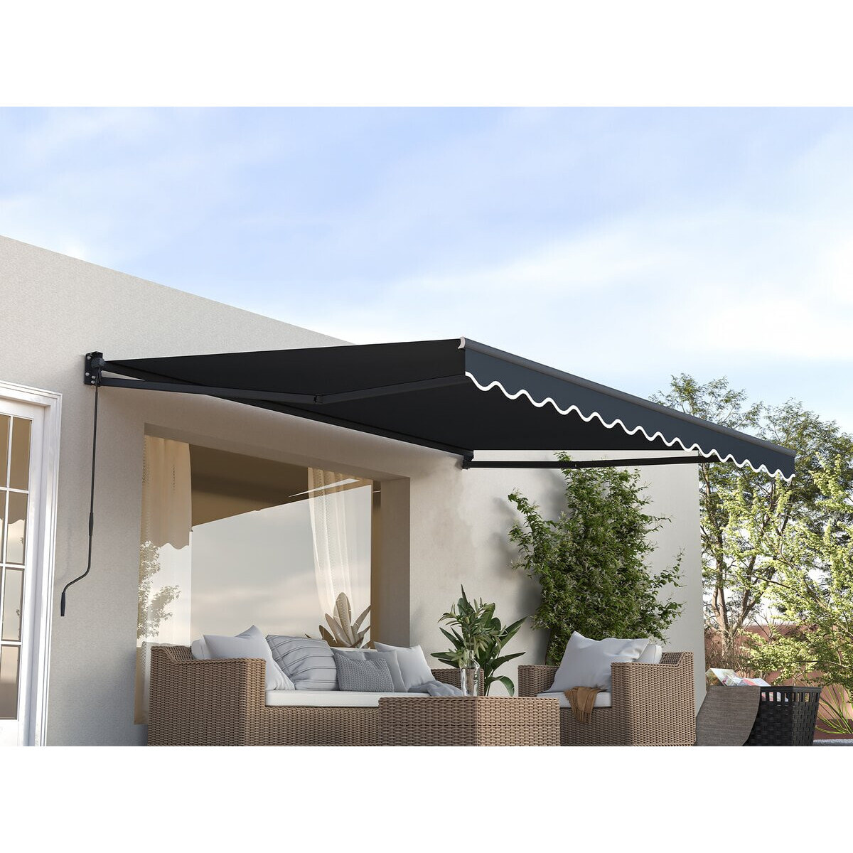 Auvent store banne rétractable en aluminium 2,5 x 3 m "Ombra 3" - Gris anthracite