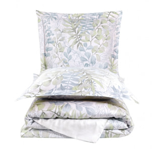 Housse de couette + taie(s) oreiller satin de coton "Occale green"