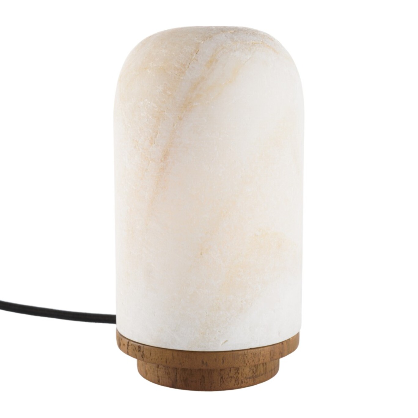 SIXTINE - Lampe de table 10x10cm en pierre naturelle d'onyx et teck