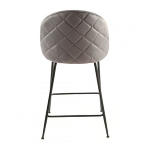 Lot de 2 chaises de bar en velours avec piètement en métal noir - CLEA