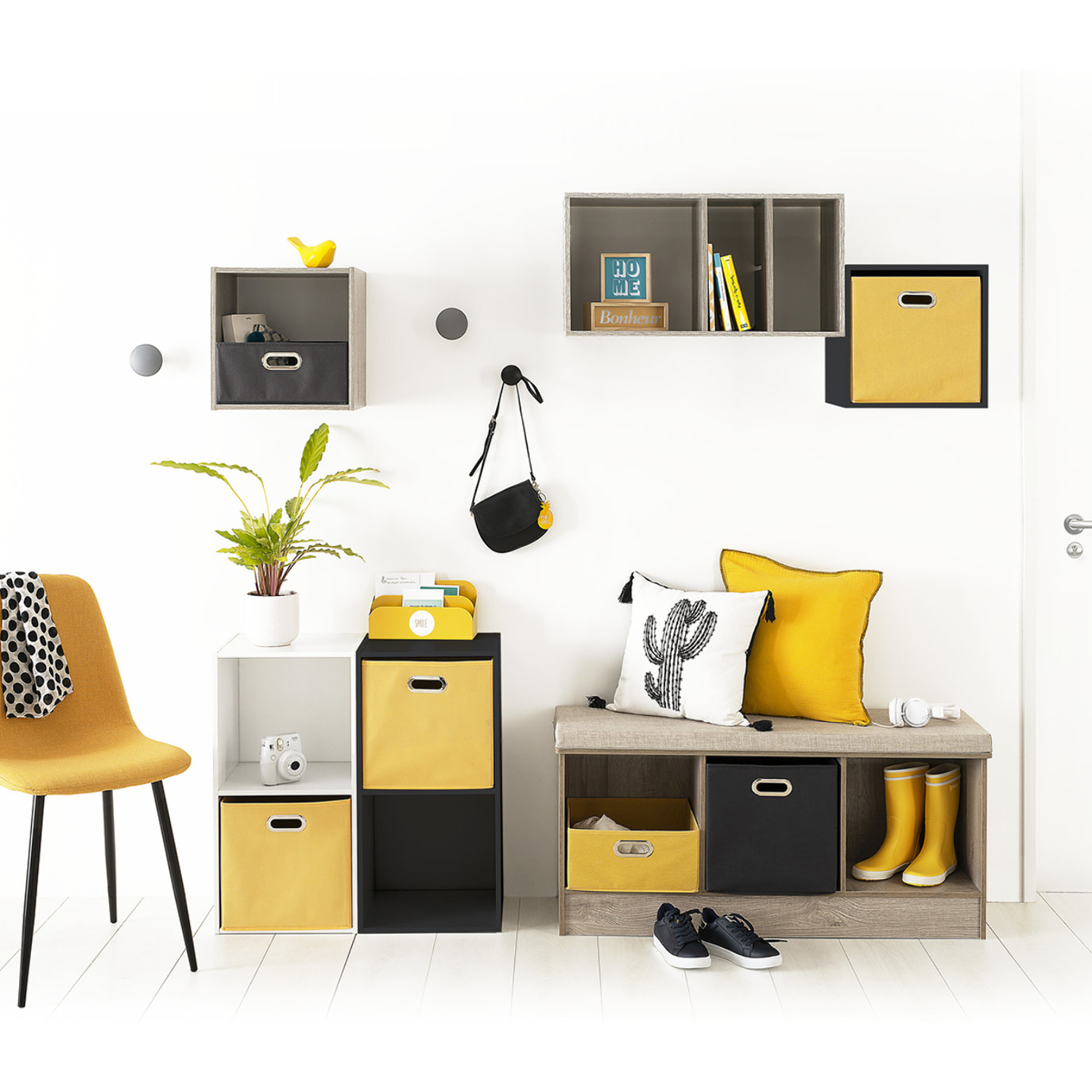 Banc 3 cases "Mix N' Modul" effet chêne naturel