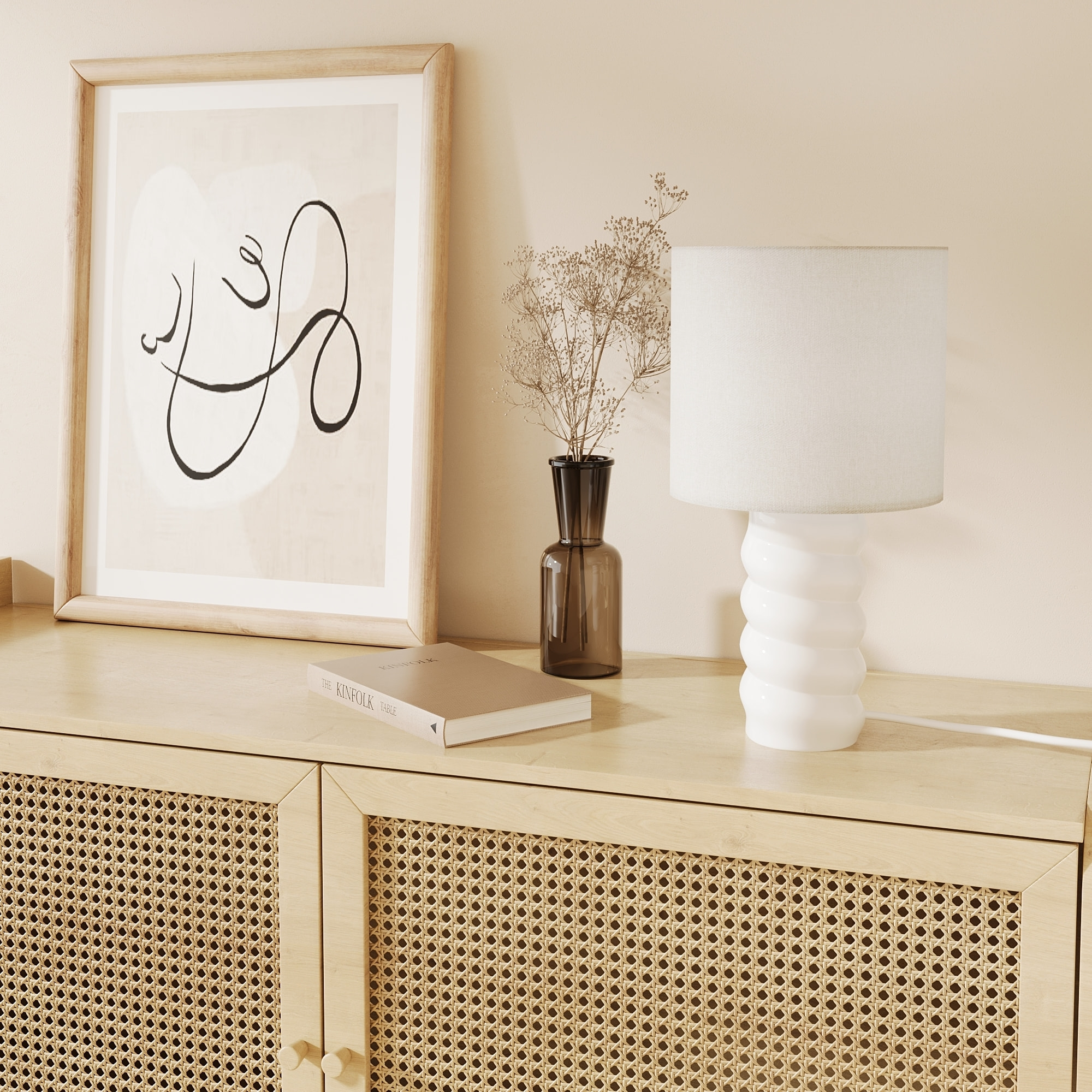 Lampe à poser en céramique et tissu