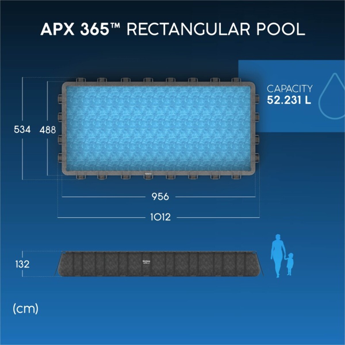 Bestway Piscine hors sol rectangulaire APX 365 Solo Pool 956 x 488 x 132 cm Bestway