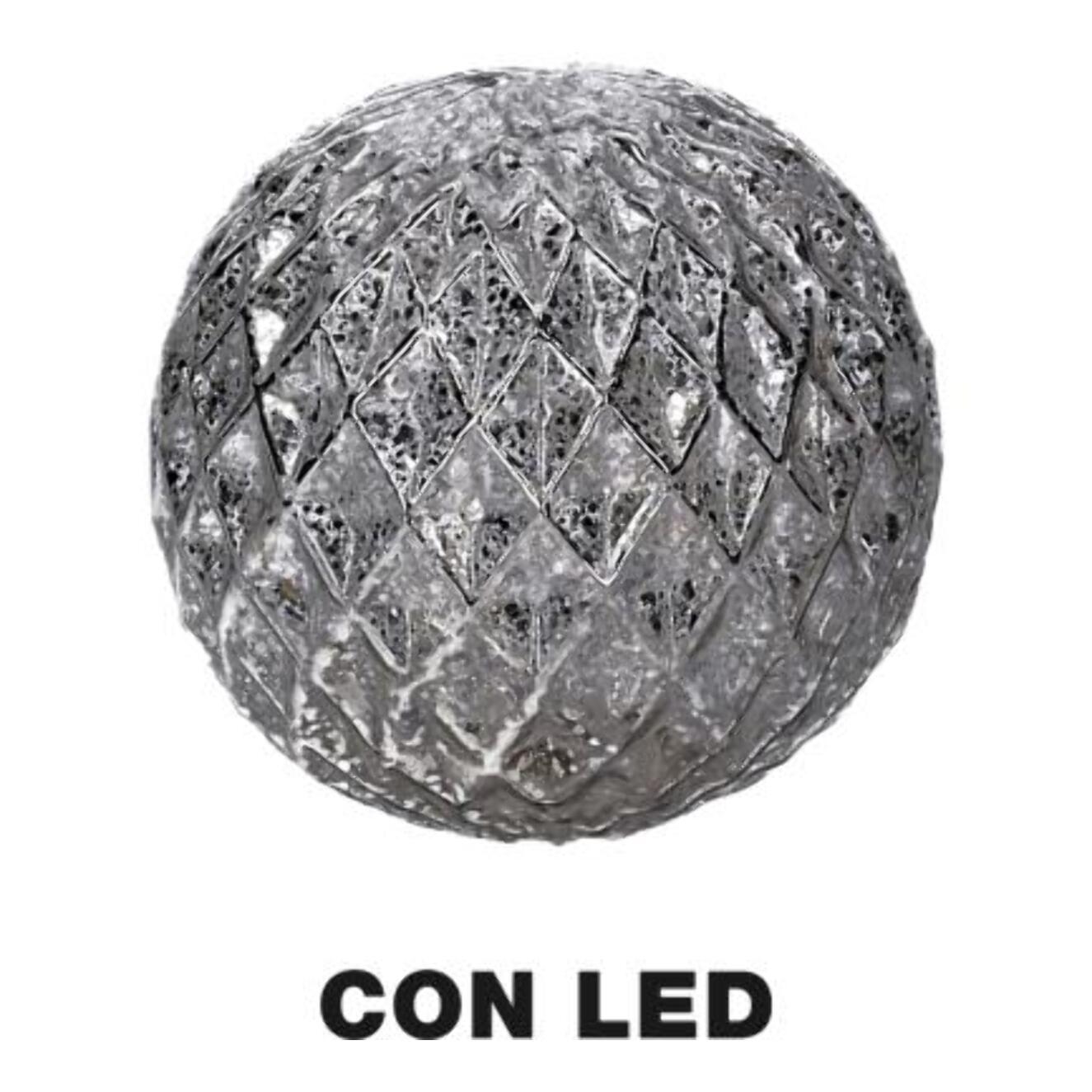 Sfera in vetro led argento cm ø15h14