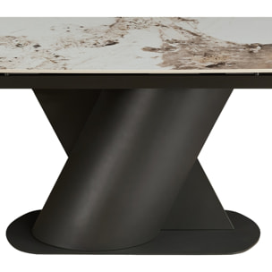 Table à manger extensible Tomasucci JAN, en céramique, marbre onyx, noir, 180/220/260 × 90 × 75 cm