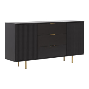 Monica - buffet - noir - 3 tiroirs et 2 portes - 150 cm - Noir