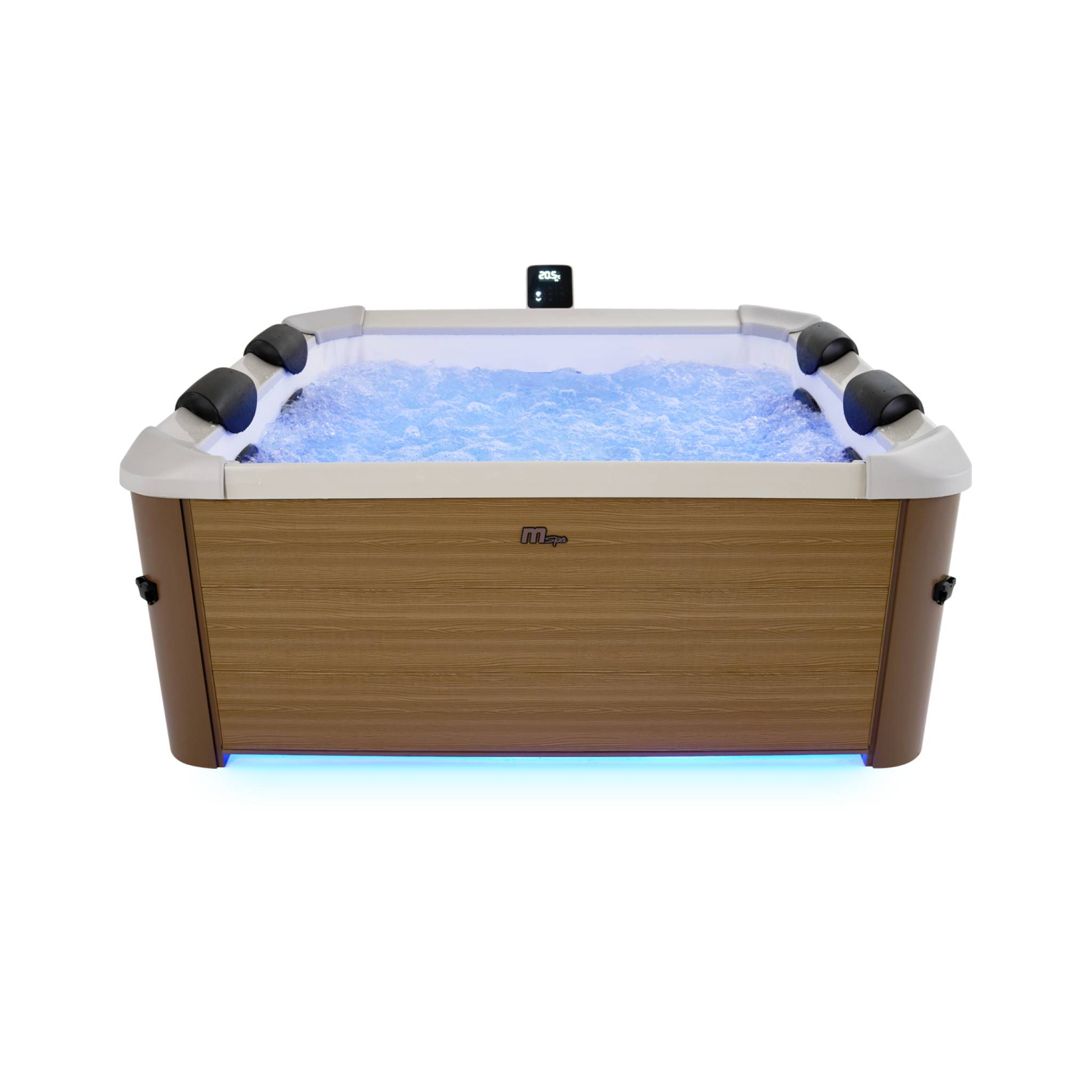 Spa rigide 6 places hydromassages. 4 coussins avec housse de protection. OSLO AMBER. beige. L 160 x P 160 x H 65 cm