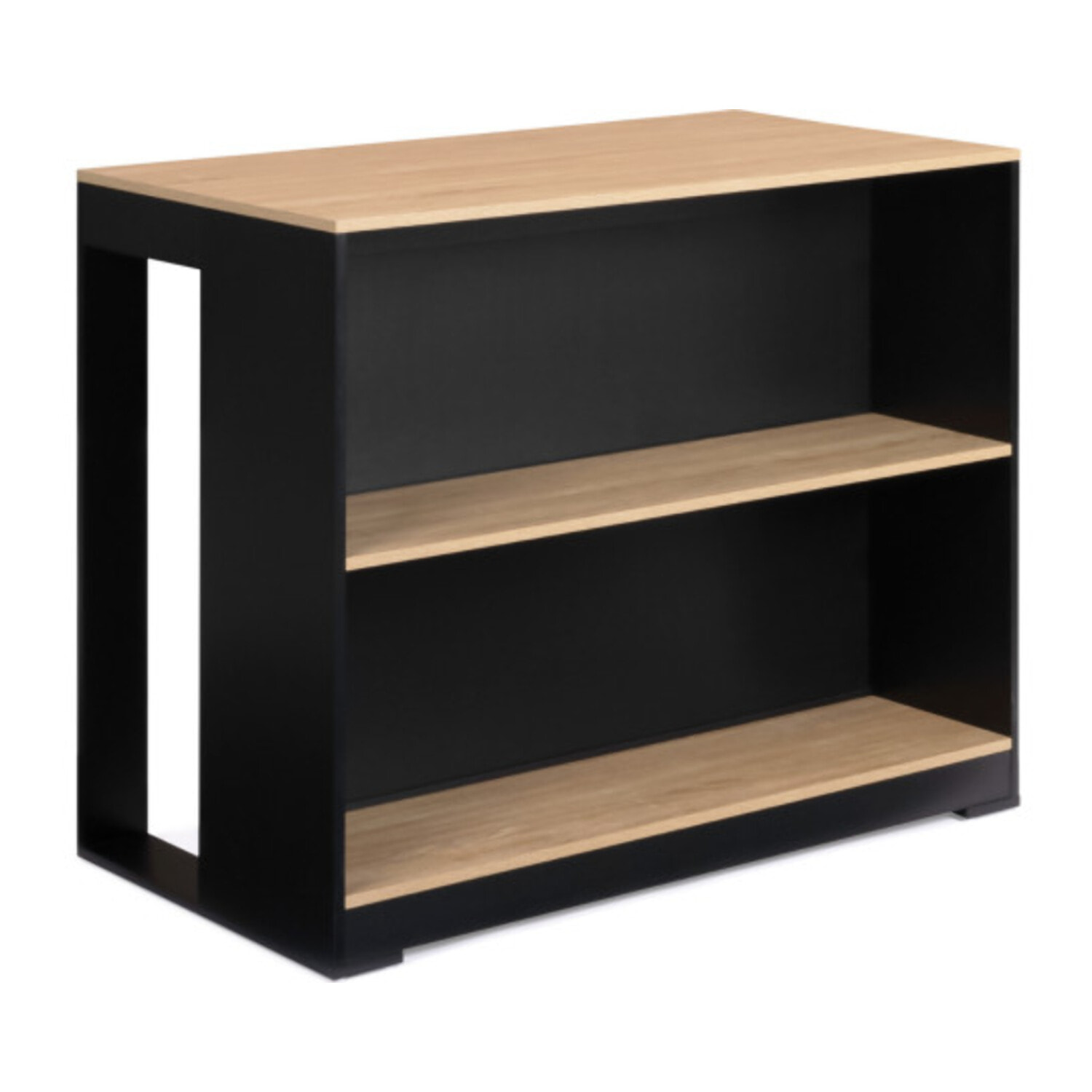 Ilot central de cuisine Nino avec rangements - Bois - Noir