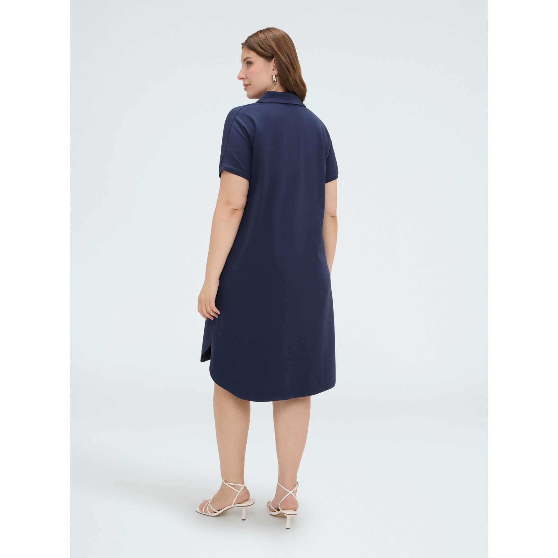 Fiorella Rubino - Vestito con colletto polo e bottone gioiello - Blu