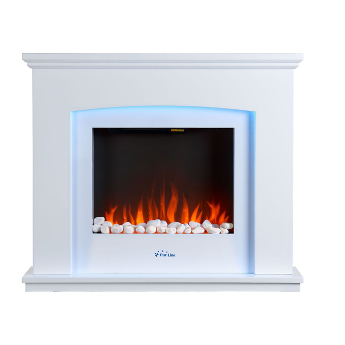 Cheminée électrique murale 2kW en acier laqué blanc